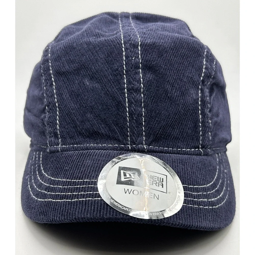 New‎ Era Corduroy Womens One Size Baseball Hat Stretch Cap Blue White NWOT Blank